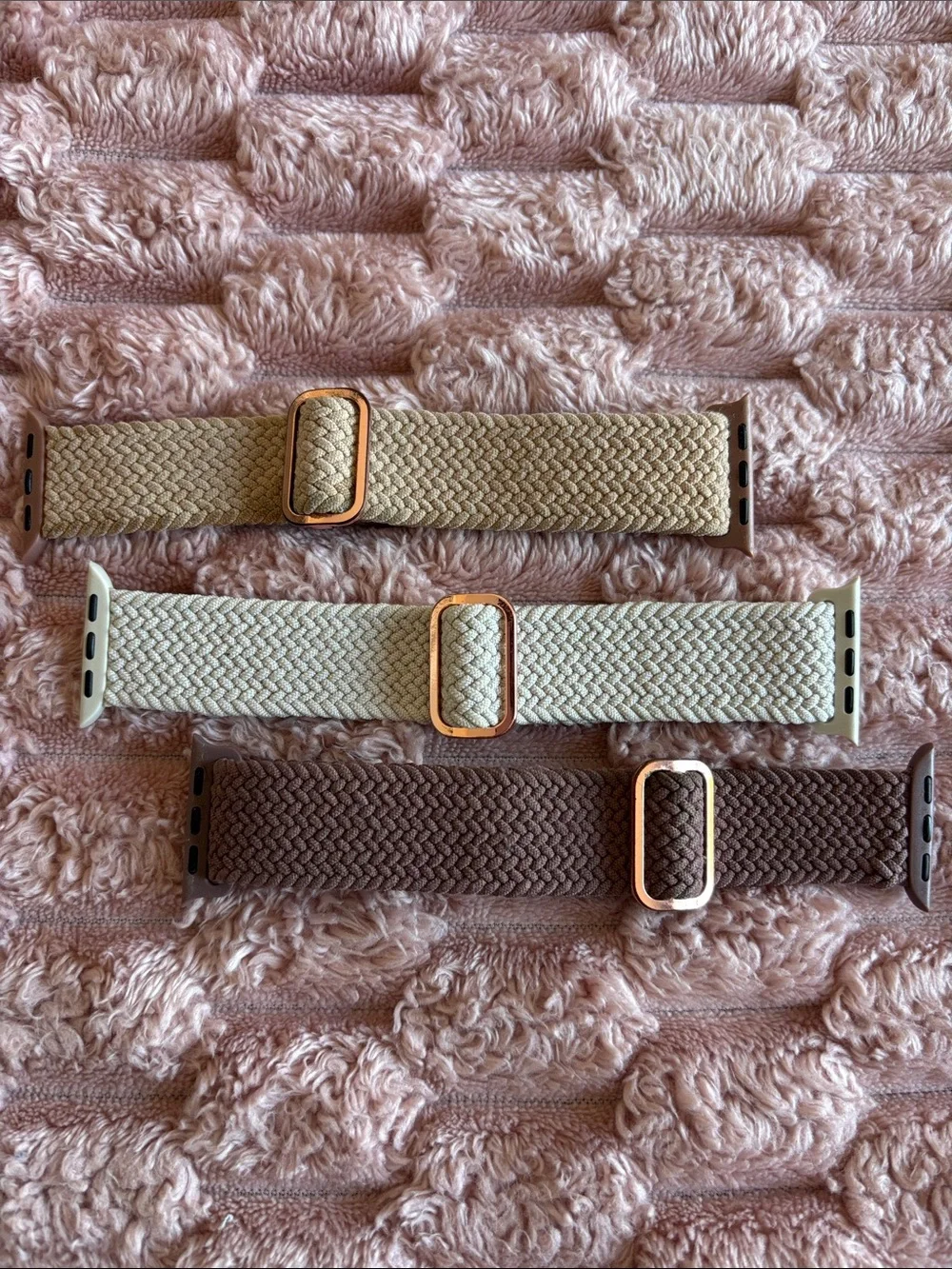 Woven Elastic Replacement Watch Bands - Neutral Trio (Beige, Cream, Brown)
